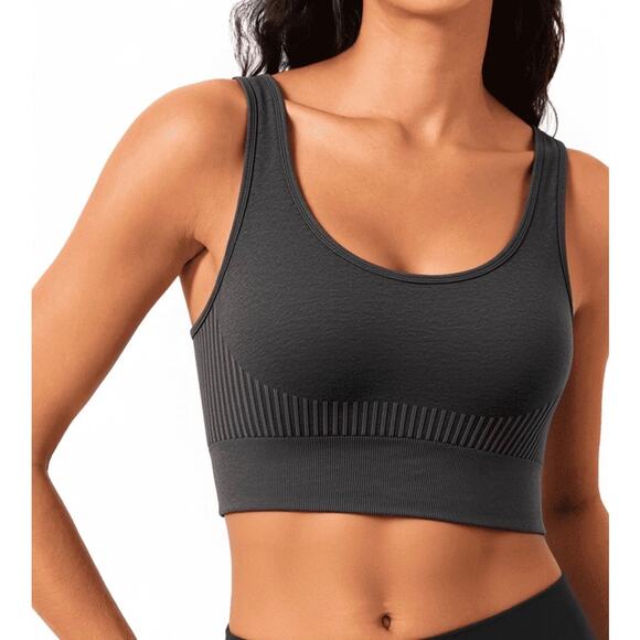 Women's Black and Grey High Support Sports Bra - Picture 1 of 5
